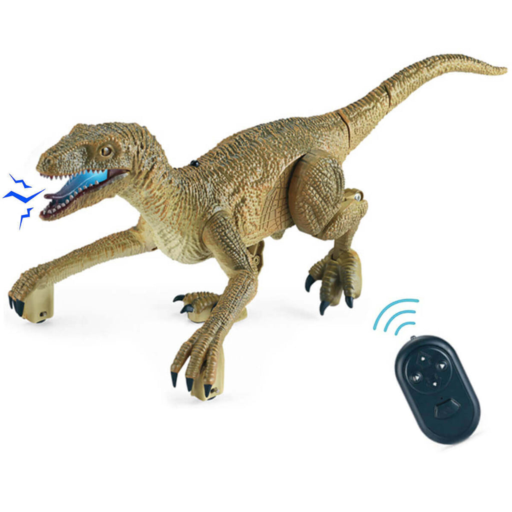 RC Velociraptor Dinosaur Toy with LED Lights & Roaring Sounds