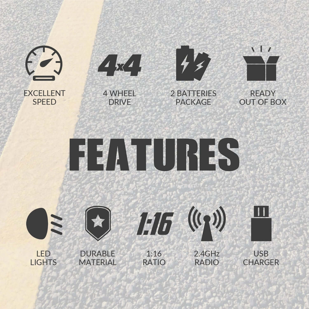 RACENT SandStorm 1/16 High-Speed RC Truck, 40km/h Fast Off-Road Car