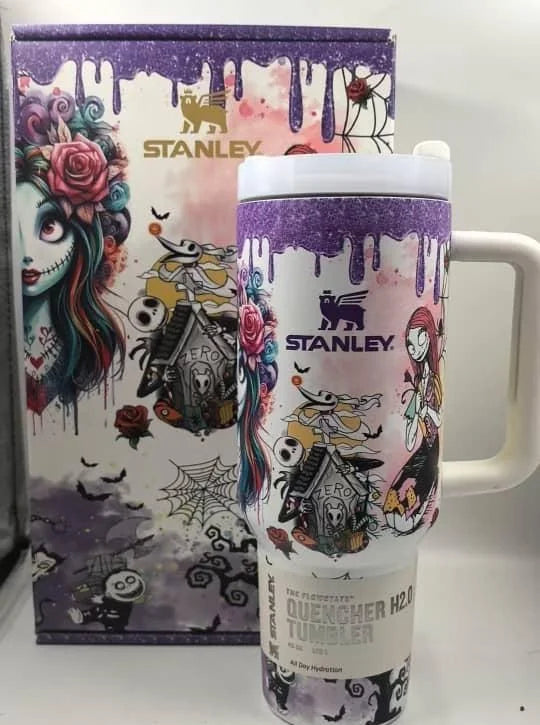 Limited Nightmare before christmas Stanley Tumbler 40oz,custom print Gift Box Glitter