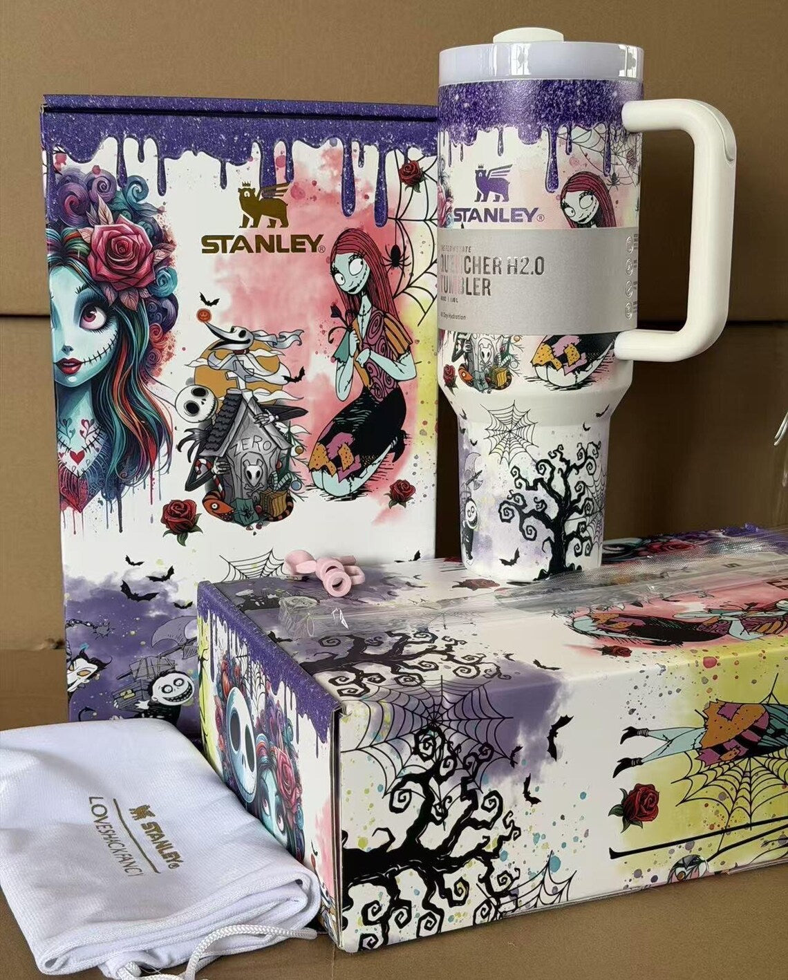 Limited Nightmare before christmas Stanley Tumbler 40oz,custom print Gift Box Glitter