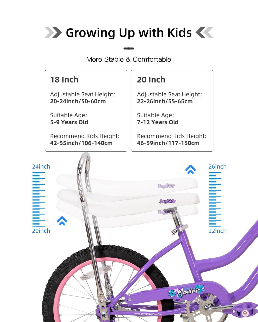 JOYSTAR Manteca 20" Banana Seat Girls Bike