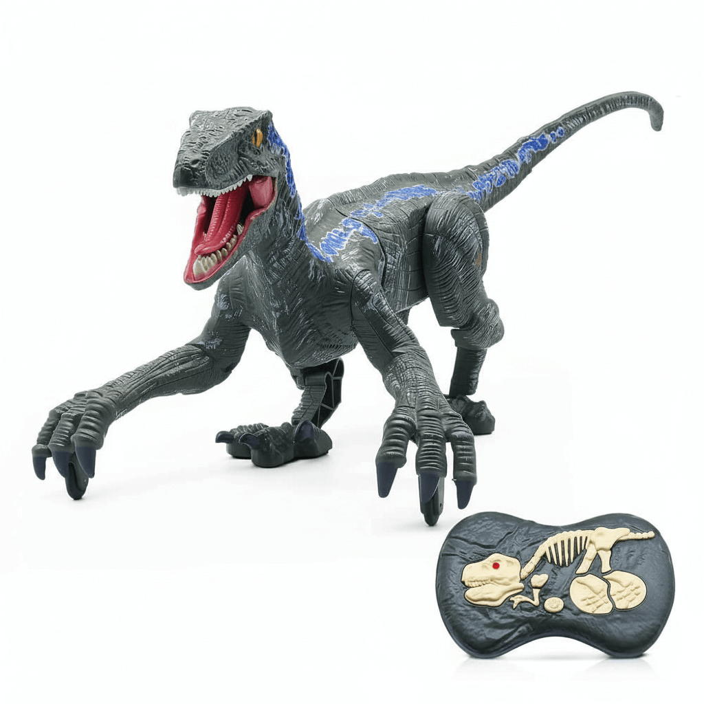 RC Velociraptor Dinosaur Toy with LED Lights & Roaring Sounds