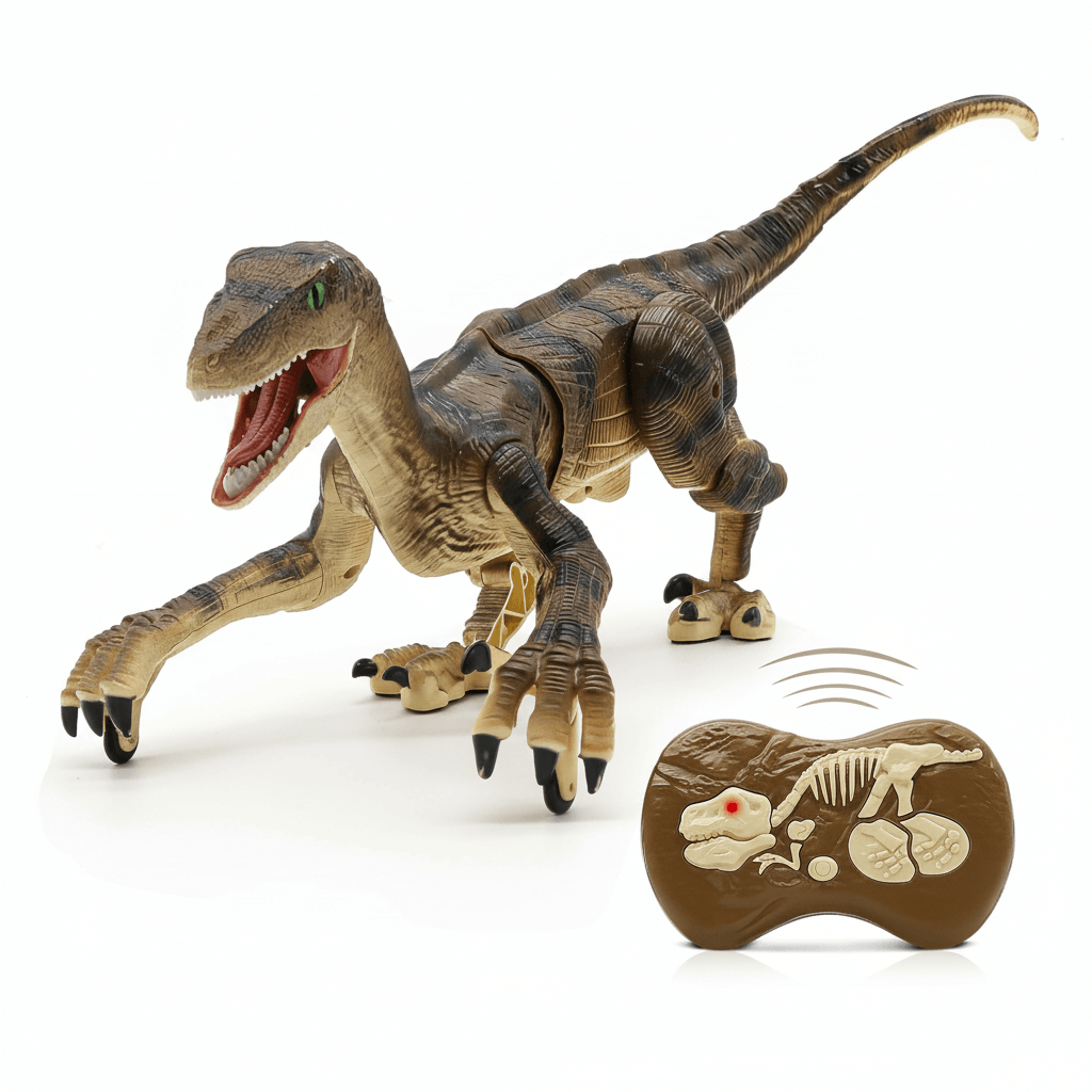 RC Velociraptor Dinosaur Toy with LED Lights & Roaring Sounds