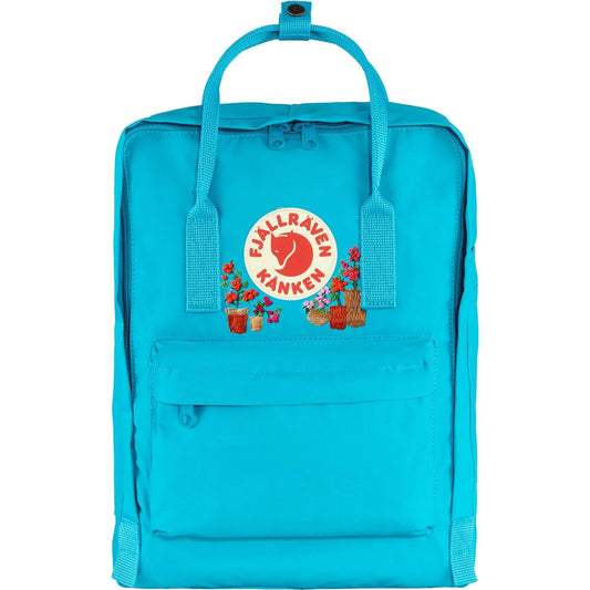 Fjallraven Kanken Classic Embroidered Backpack Deep Turquoise Geraniums
