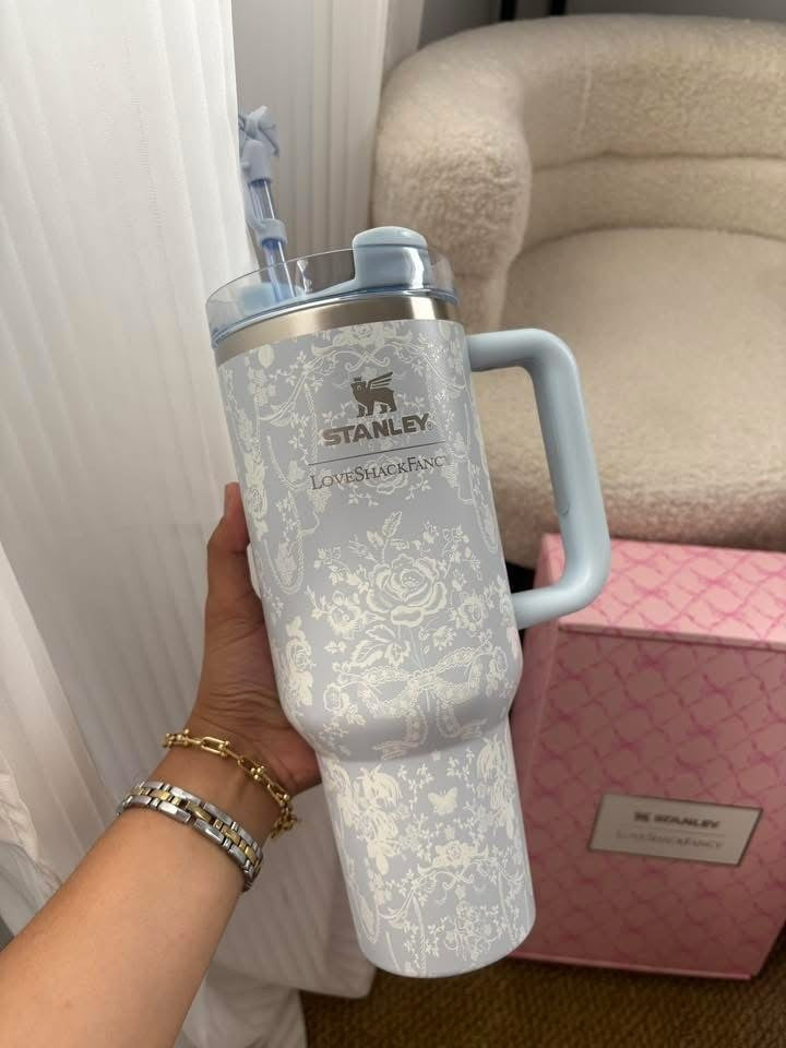 Floral Co-branded Series 40oz Insulated Tumbler, 304 Stainless Steel Car Cup, Large Capacity Quencher Cup