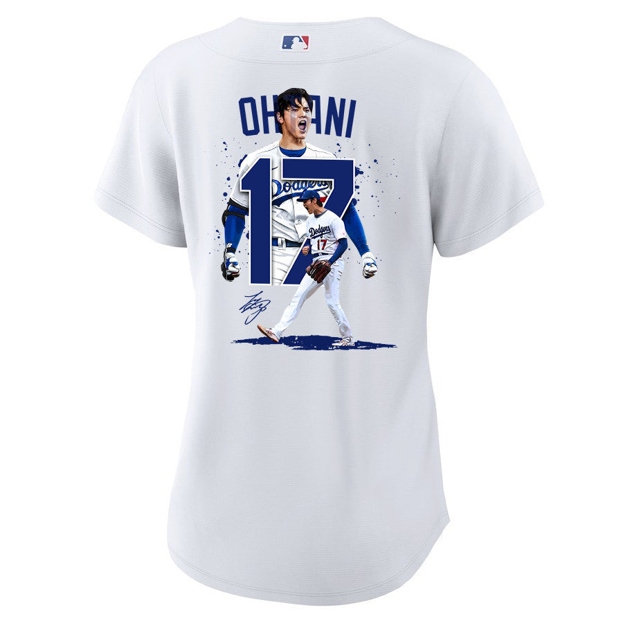 Shohei Ohtani 17 Los Angeles Dodgers Signed Number 2023 Home Women Jersey - White