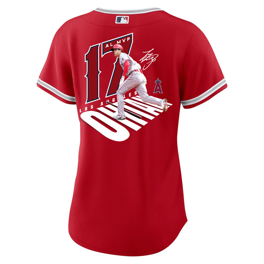Shohei Ohtani 17 Los Angeles Angels Signed Number 2023 Alternate Player Women Jersey - Red