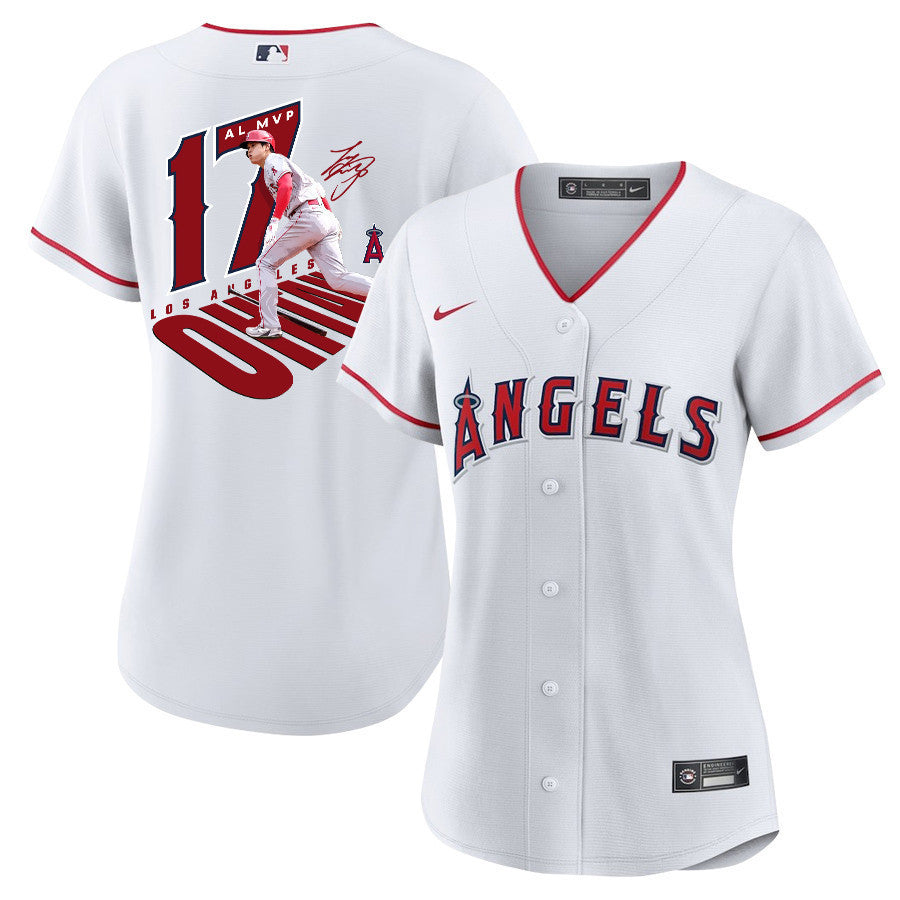 Shohei Ohtani 17 Los Angeles Angels Signed Number 2023 Home Player Women Jersey - White