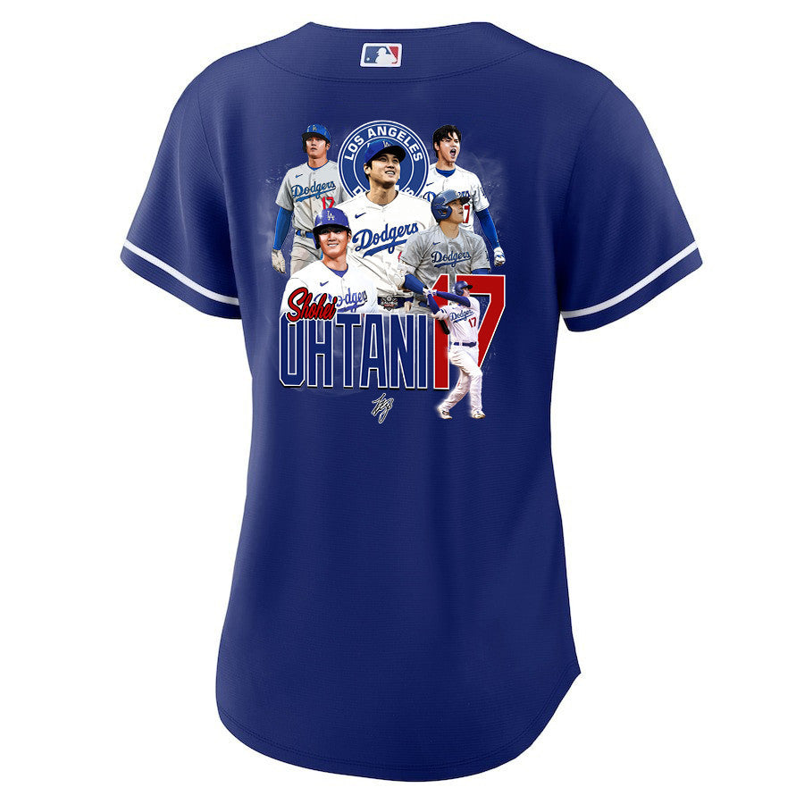 Shohei Ohtani 17 Los Angeles Dodgers Signed Collage Arts 2023 Alternate Women Jersey - Royal