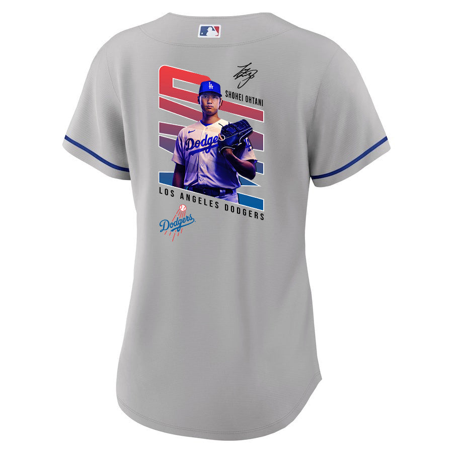 Shohei Ohtani 17 Los Angeles Dodgers Signed MVP 2023 Road Women Jersey - Gray
