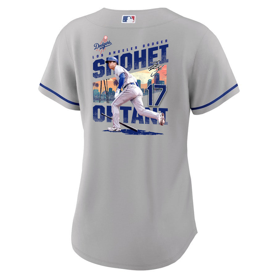 Shohei Ohtani 17 Los Angeles Dodgers Signed Homerun 2023 Road Women Jersey - Gray