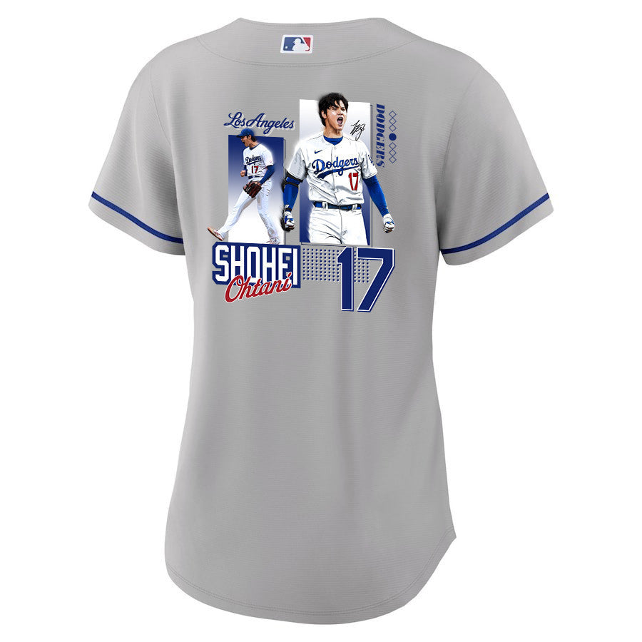 Shohei Ohtani 17 Los Angeles Dodgers Signed Welcome To The Sho Women Jersey - Gray