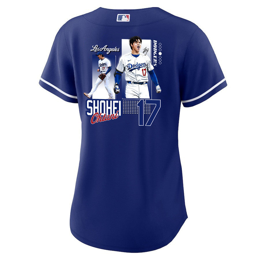 Shohei Ohtani 17 Los Angeles Dodgers Signed Welcome To The Sho Alternate Women Jersey - Royal