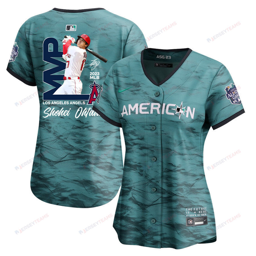Shohei Ohtani 17 Los Angeles Angels Signed MVP 2023 All-Star Game Limited Player Women Jersey - Teal