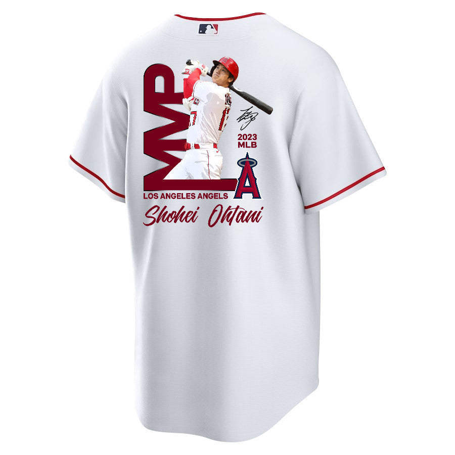 Shohei Ohtani 17 Los Angeles Angels Signed MVP 2023 Home Player Men Jersey - White