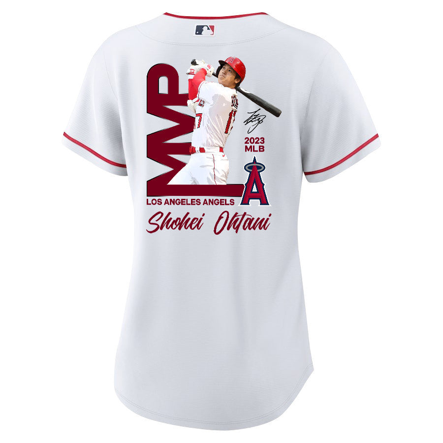 Shohei Ohtani 17 Los Angeles Angels Signed MVP 2023 Home Player Women Jersey - White