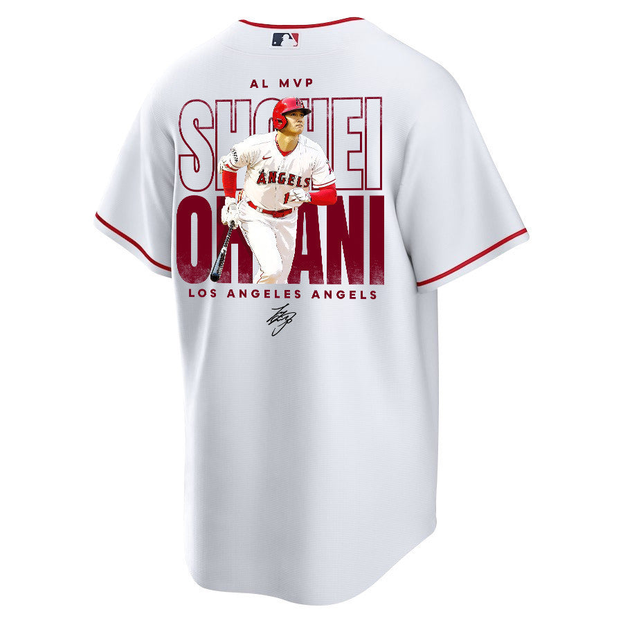 Shohei Ohtani 17 Los Angeles Angels Signed Name 2023 Home Player Men Jersey - White