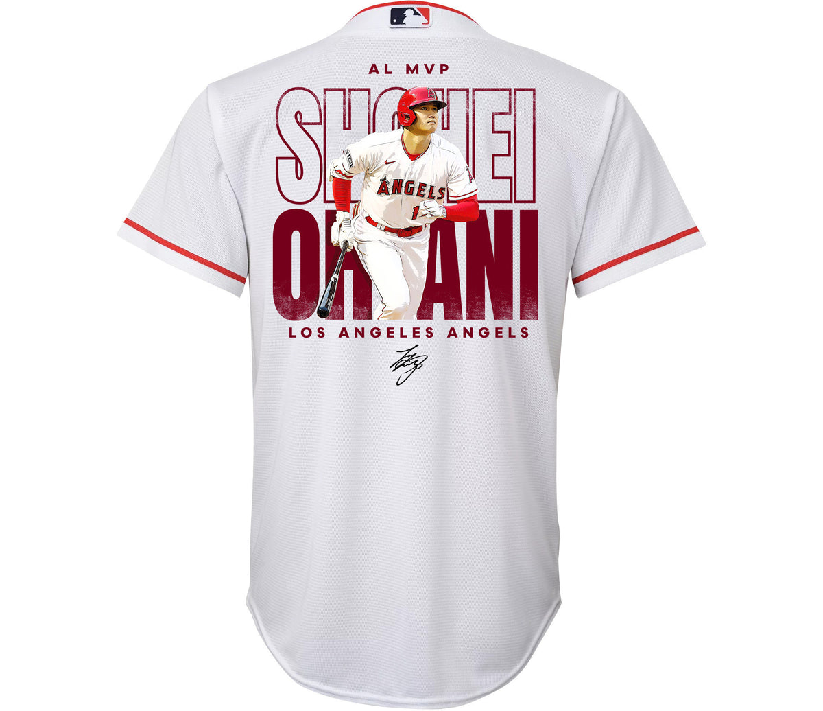 Shohei Ohtani 17 Los Angeles Angels Signed Name 2023 Home Player YOUTH Jersey - White