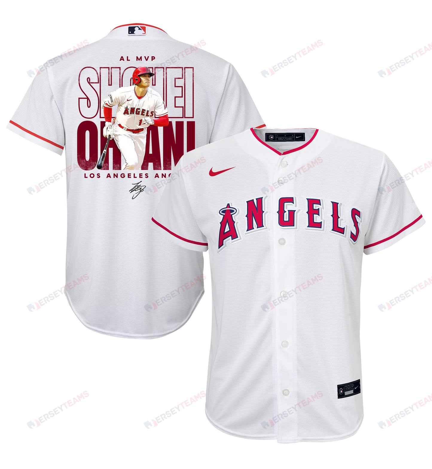 Shohei Ohtani 17 Los Angeles Angels Signed Name 2023 Home Player YOUTH Jersey - White