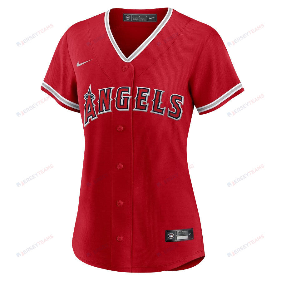 Shohei Ohtani 17 Los Angeles Angels Signed Name 2023 Alternate Player Women Jersey - Red