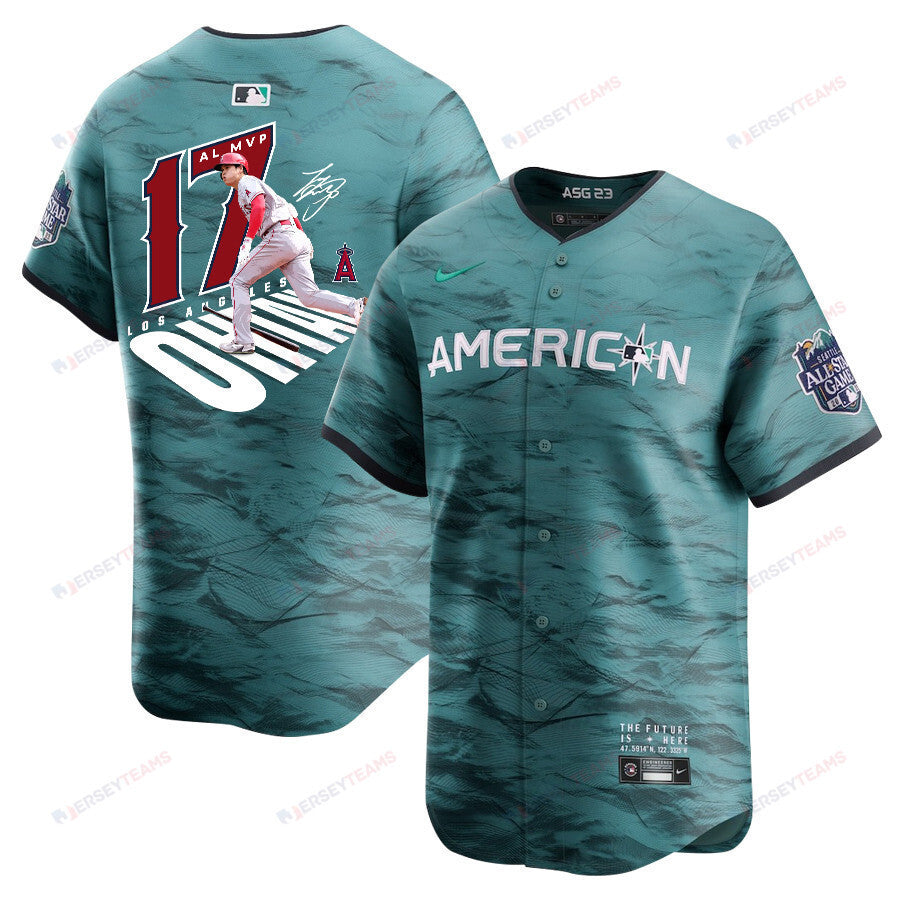 Shohei Ohtani 17 Los Angeles Angels Signed Number 2023 All-Star Game Limited Player Men Jersey - Teal