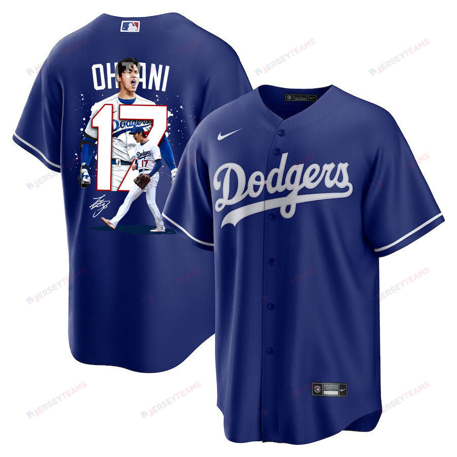 Shohei Ohtani 17 Los Angeles Dodgers Signed Number 2023 Alternate Men Jersey - Royal