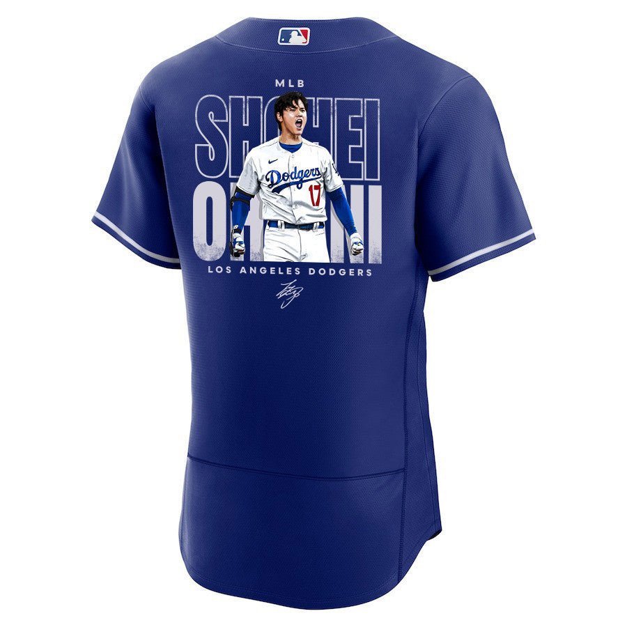 Shohei Ohtani 17 Los Angeles Dodgers Signed ShoTime 2023 Alternate ELITE Jersey - Men Royal Jersey