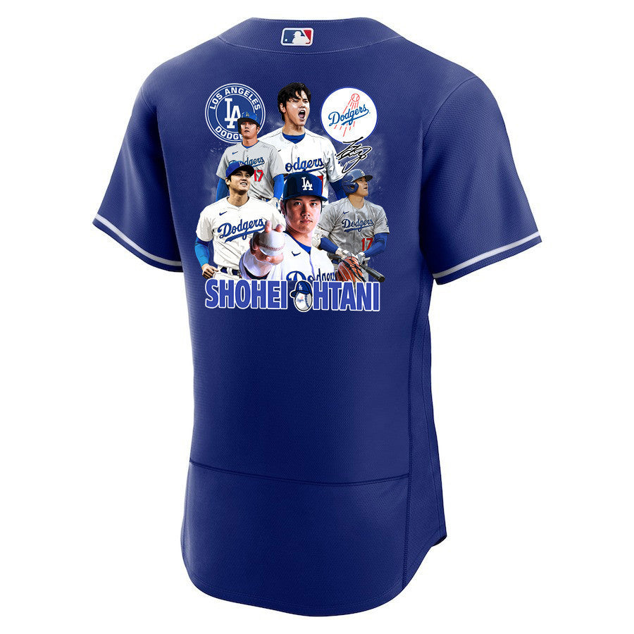 Shohei Ohtani 17 Los Angeles Dodgers Signed Sho King 2023 Alternate ELITE Jersey - Men Royal Jersey