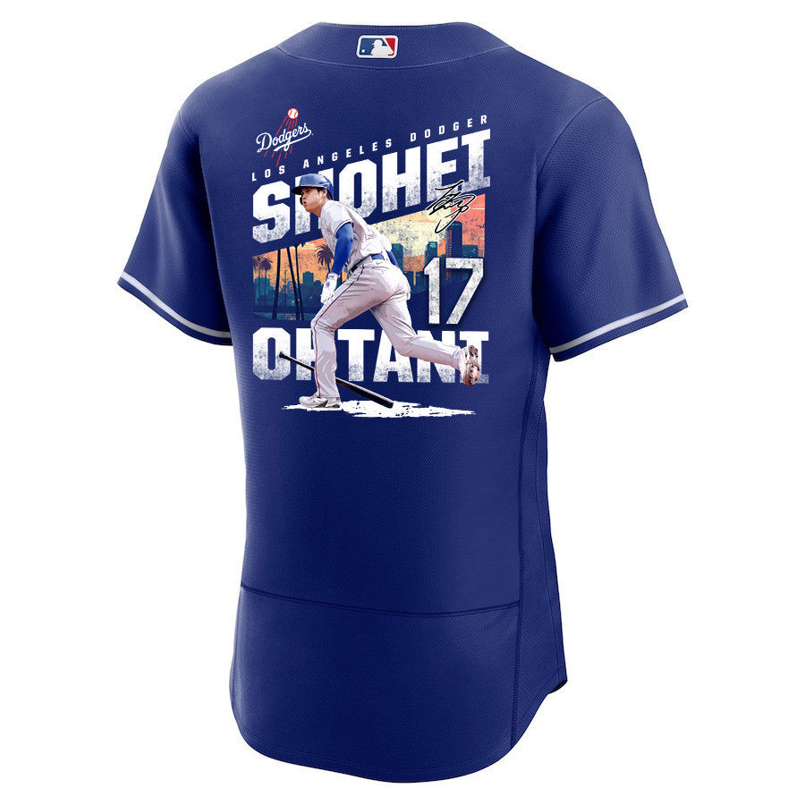 Shohei Ohtani 17 Los Angeles Dodgers Signed Homerun 2023 Alternate ELITE Men Jersey - Royal