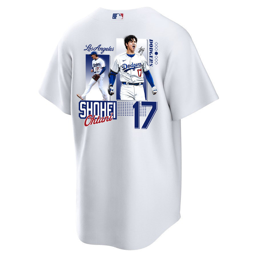 Shohei Ohtani 17 Los Angeles Dodgers Signed Welcome To The Sho 2023 Home Men Jersey - White