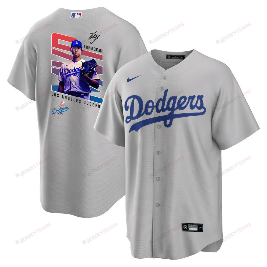 Shohei Ohtani 17 Los Angeles Dodgers Signed MVP 2023 Road Men Jersey - Gray