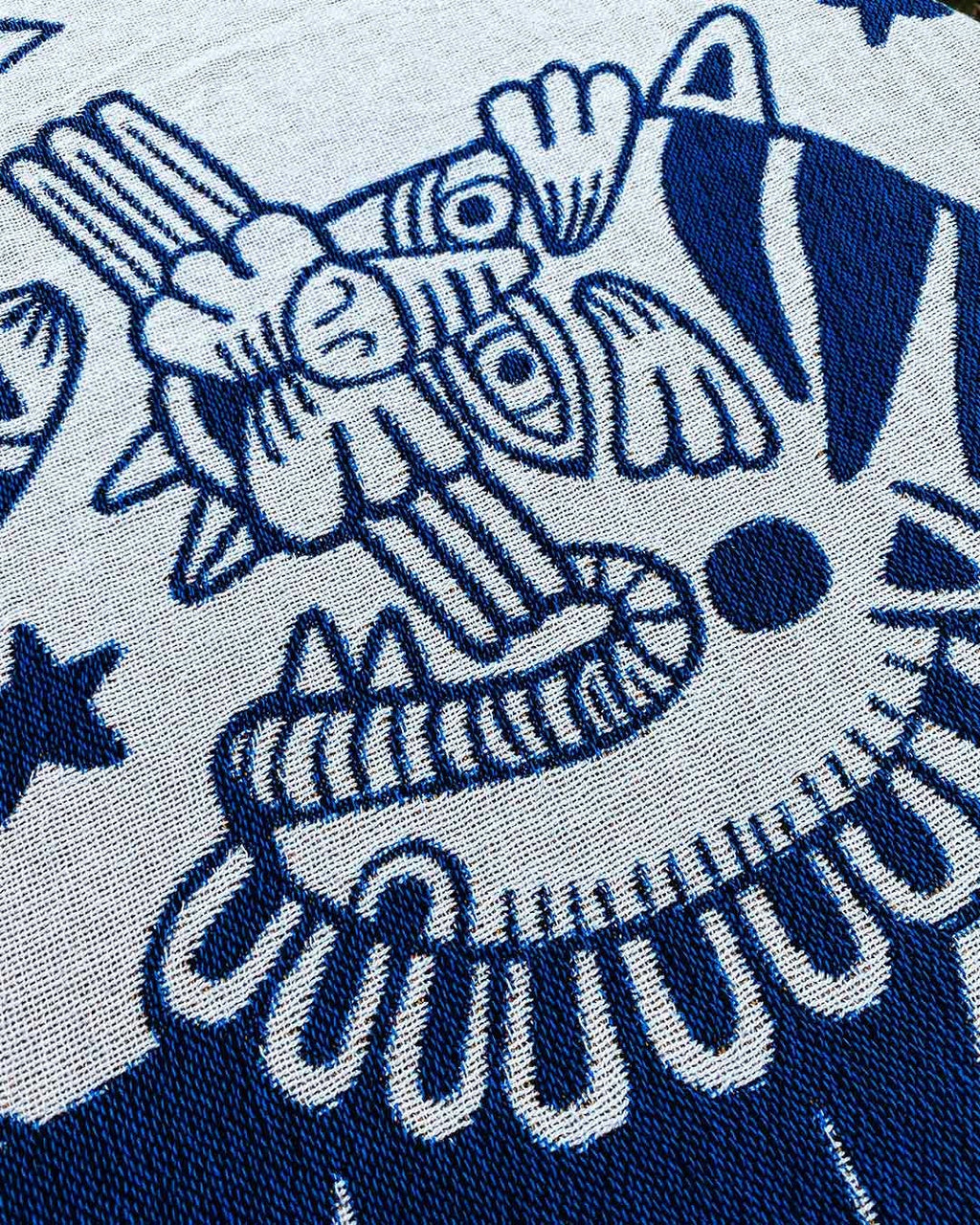 Botanic Tiger Woven Tapestry: Asis Percales Art, Cotton Throw Blanket