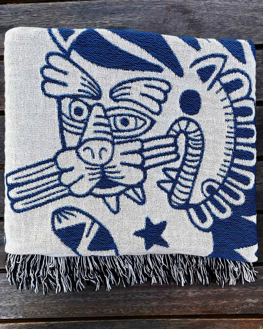 Botanic Tiger Woven Tapestry: Asis Percales Art, Cotton Throw Blanket