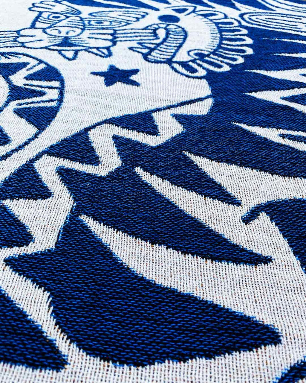 Botanic Tiger Woven Tapestry: Asis Percales Art, Cotton Throw Blanket