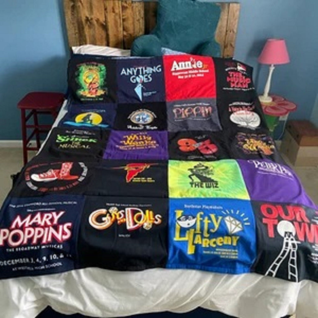 Custom Blankets made from tshirts, sweaters, jerseys and other shirts with Fleece backing