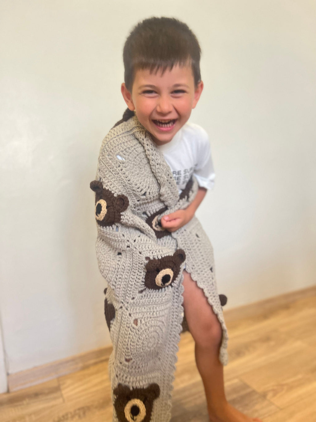 Teddy Bear Baby Shower Gift, Hairloom Baby Blanket, Baby Wrap Blanket, Crochet Animal Stroller, Unique Nursery Decor, Coton Toddler Throw