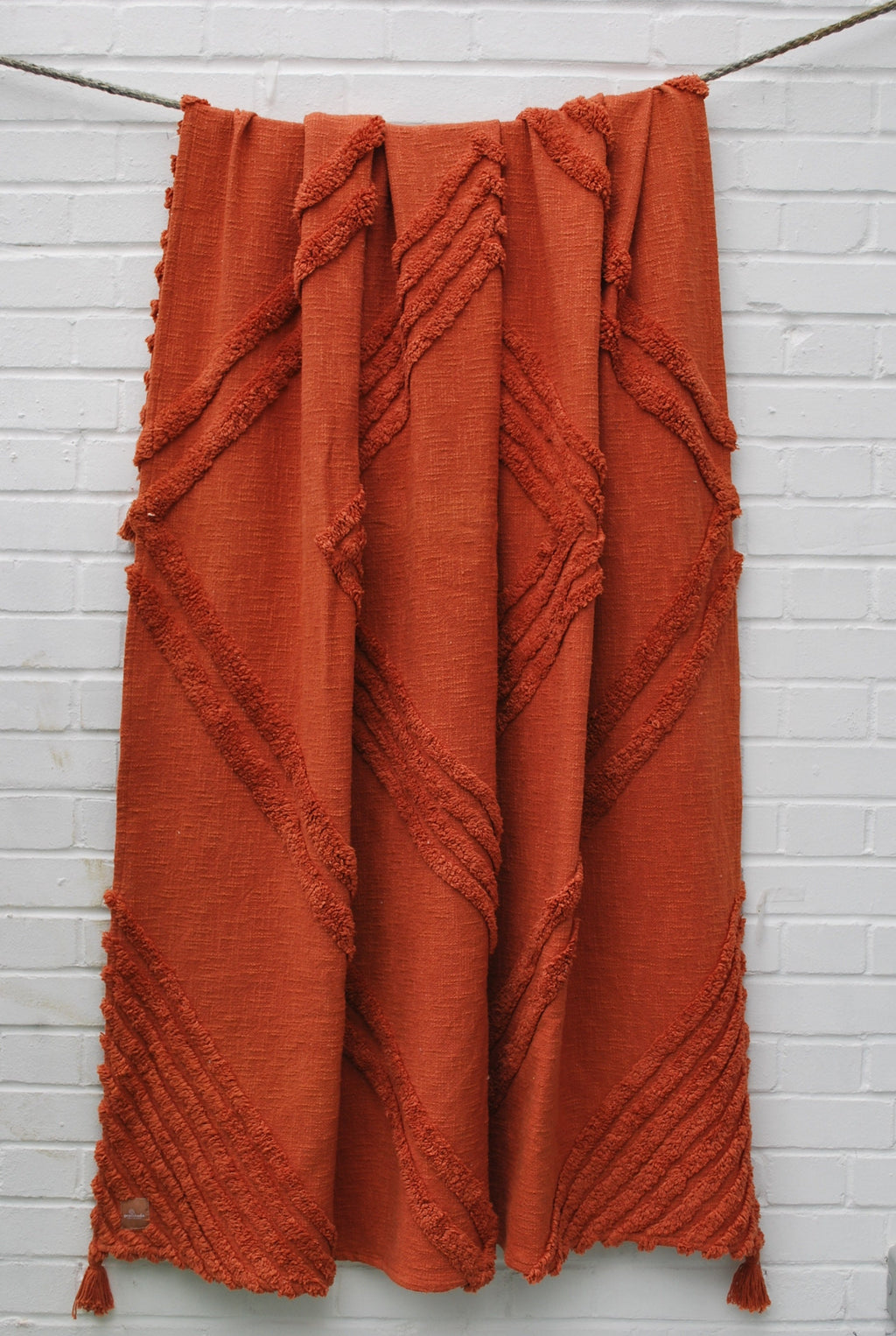 New Boho throw blanket - 100% recycled cotton hand woven.