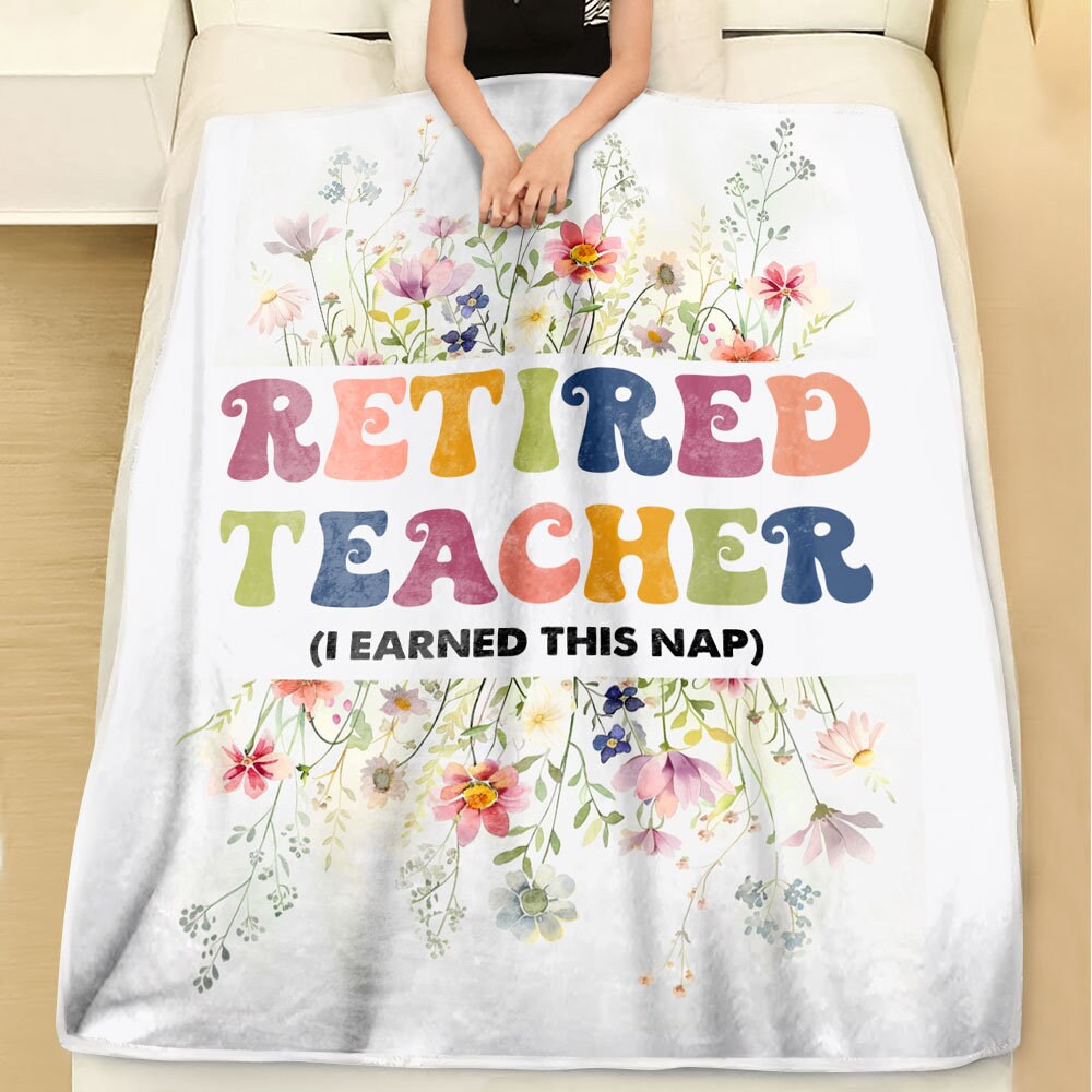 Teacher Retirement Gift Blanket, Floral Sherpa Throw Blanket for Retiring Teacher from Coworkers, Cute Retired Gift for Her, Teacher Gift