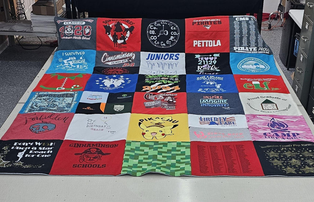 Custom Blankets made from tshirts, sweaters, jerseys and other shirts with Fleece backing