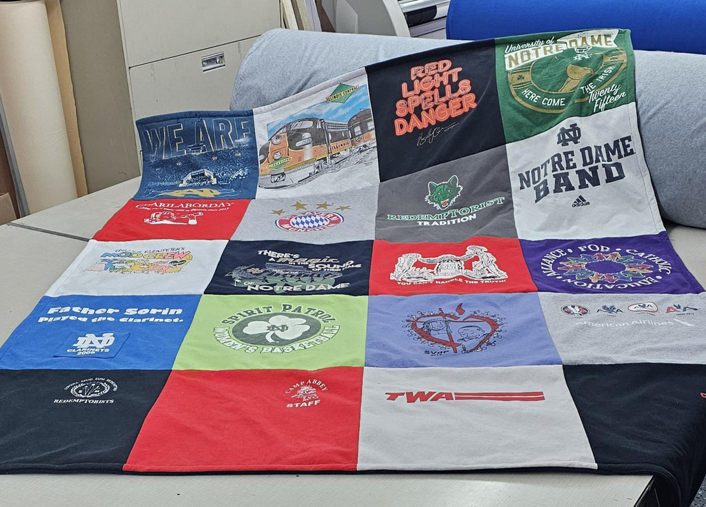 Custom Blankets made from tshirts, sweaters, jerseys and other shirts with Fleece backing