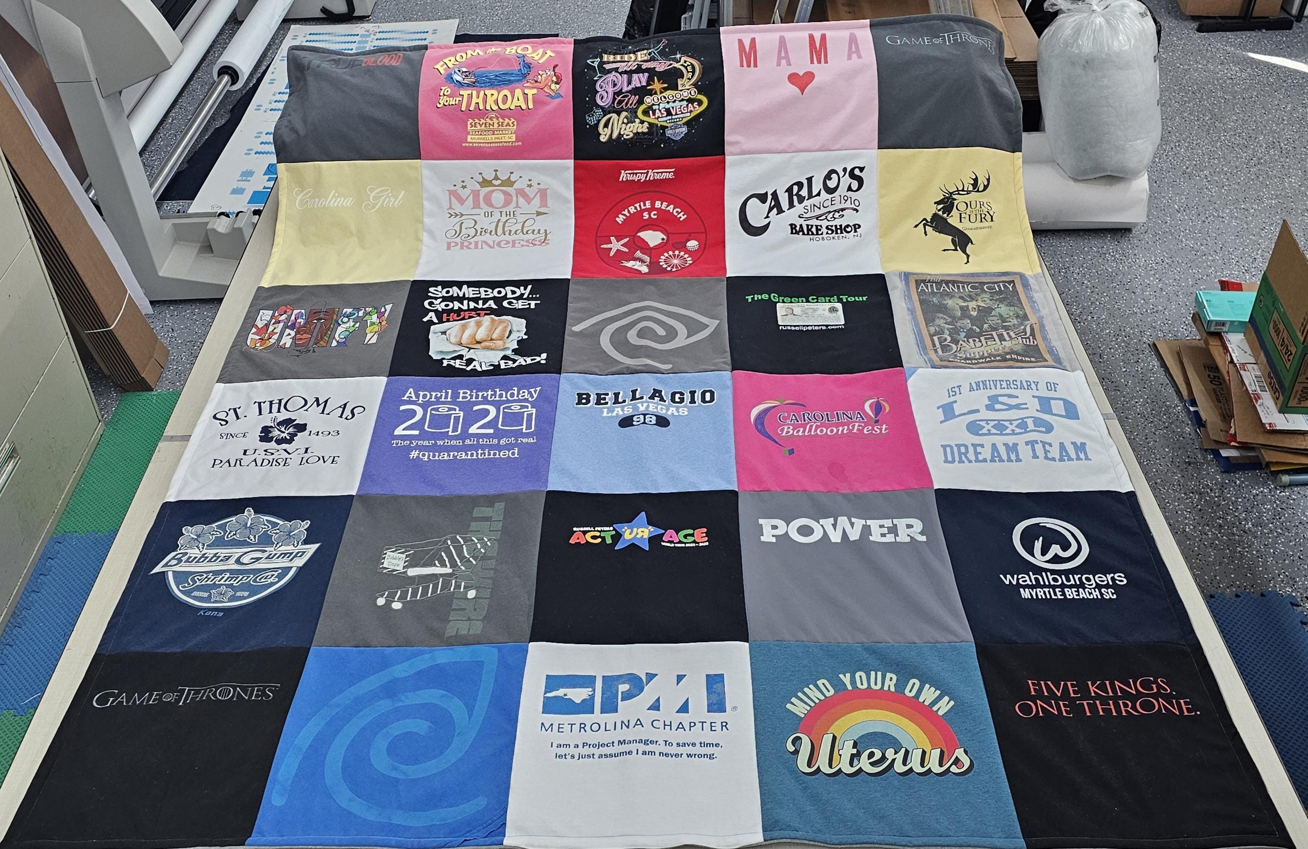 Custom Blankets made from tshirts, sweaters, jerseys and other shirts with Fleece backing