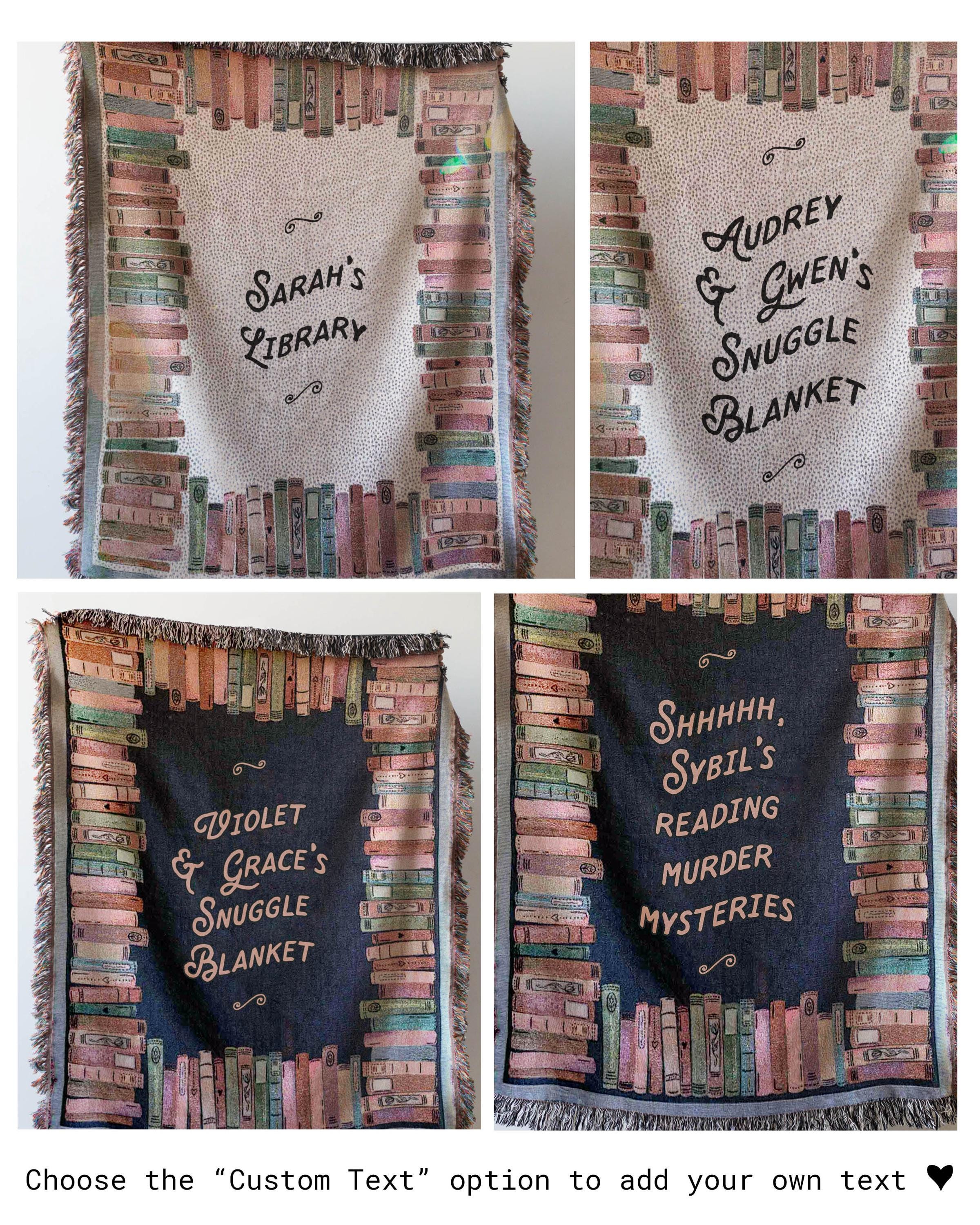 Gift for Book Lover: Cozy Custom Blanket, Present for Mom Dad Him Her, Unique Woven Throw