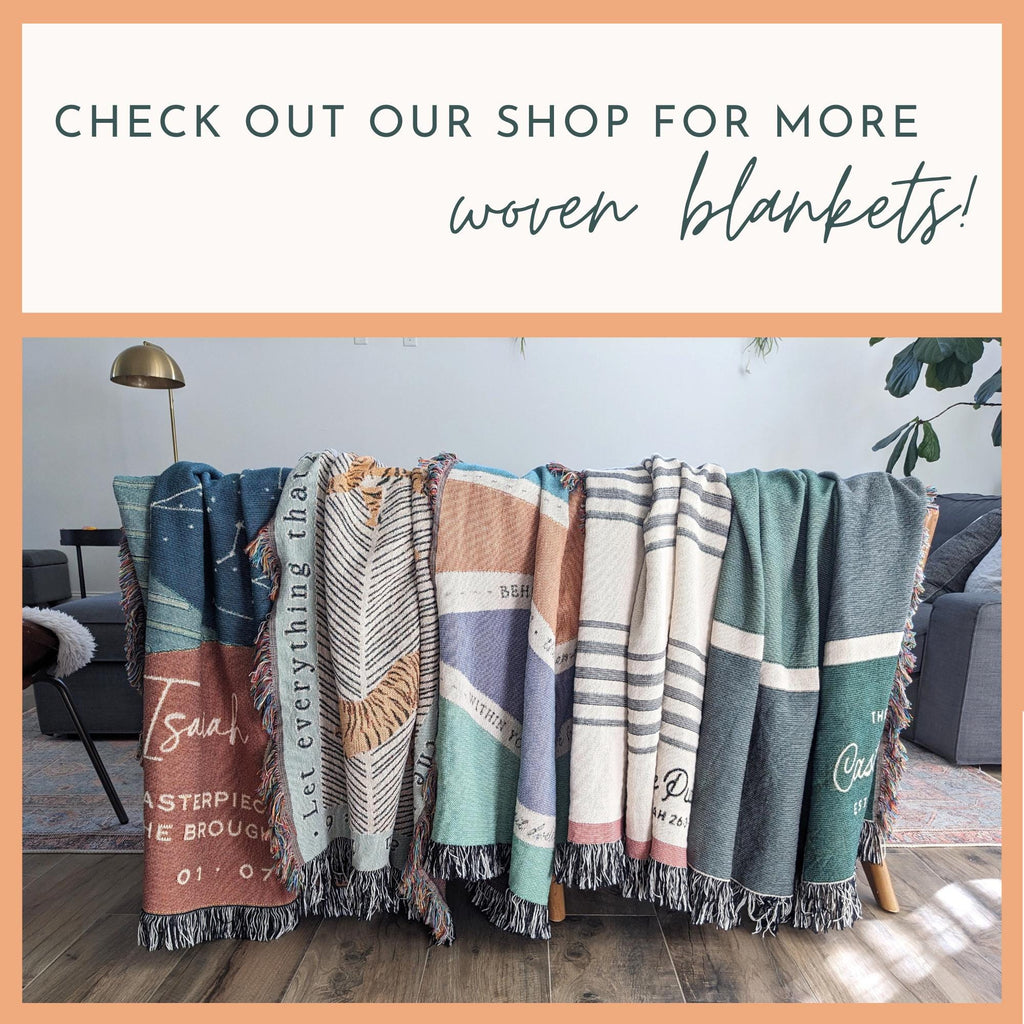 Personalized Woven Throw Blanket | Modern Boho Stripes, Unique Gift for Wedding Engagement Anniversary Keepsake, Family or Couple Last Name