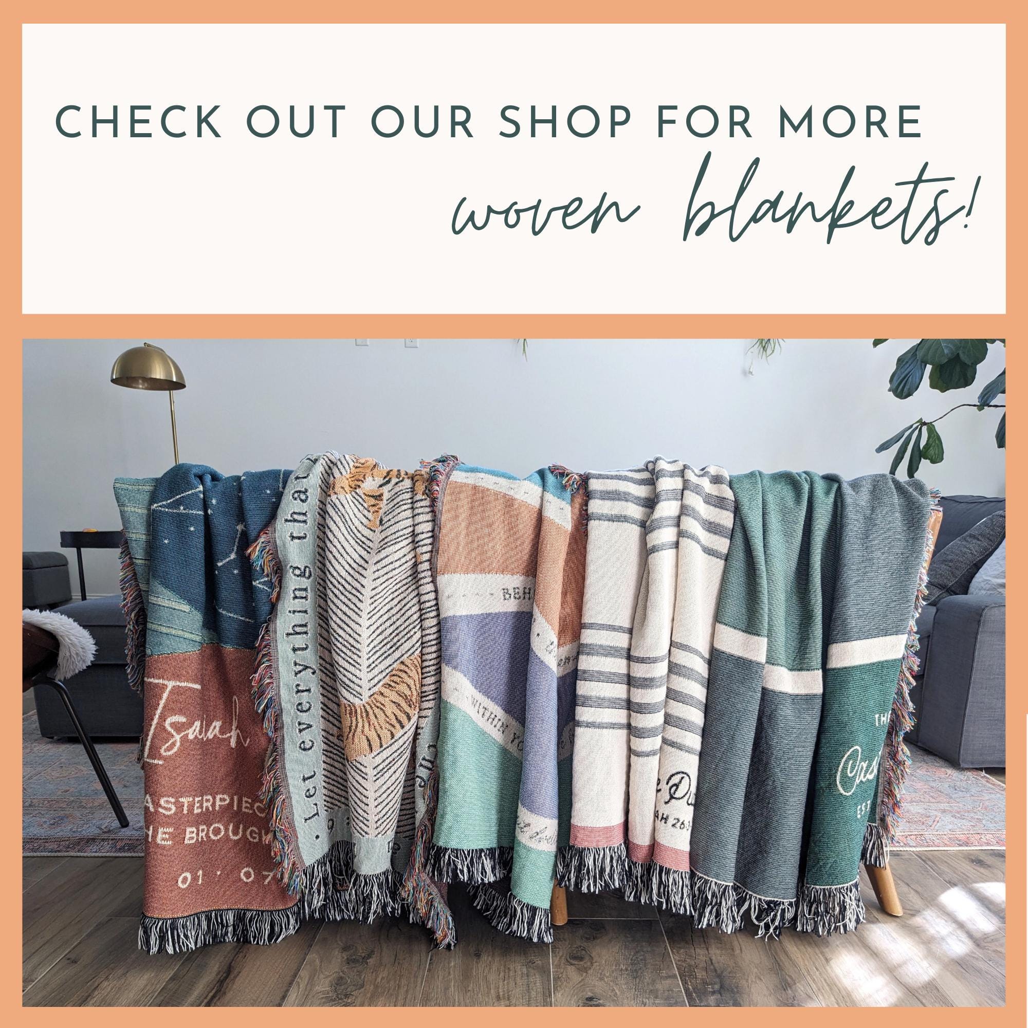 Personalized Woven Throw Blanket | Modern Boho Stripes, Unique Gift for Wedding Engagement Anniversary Keepsake, Family or Couple Last Name
