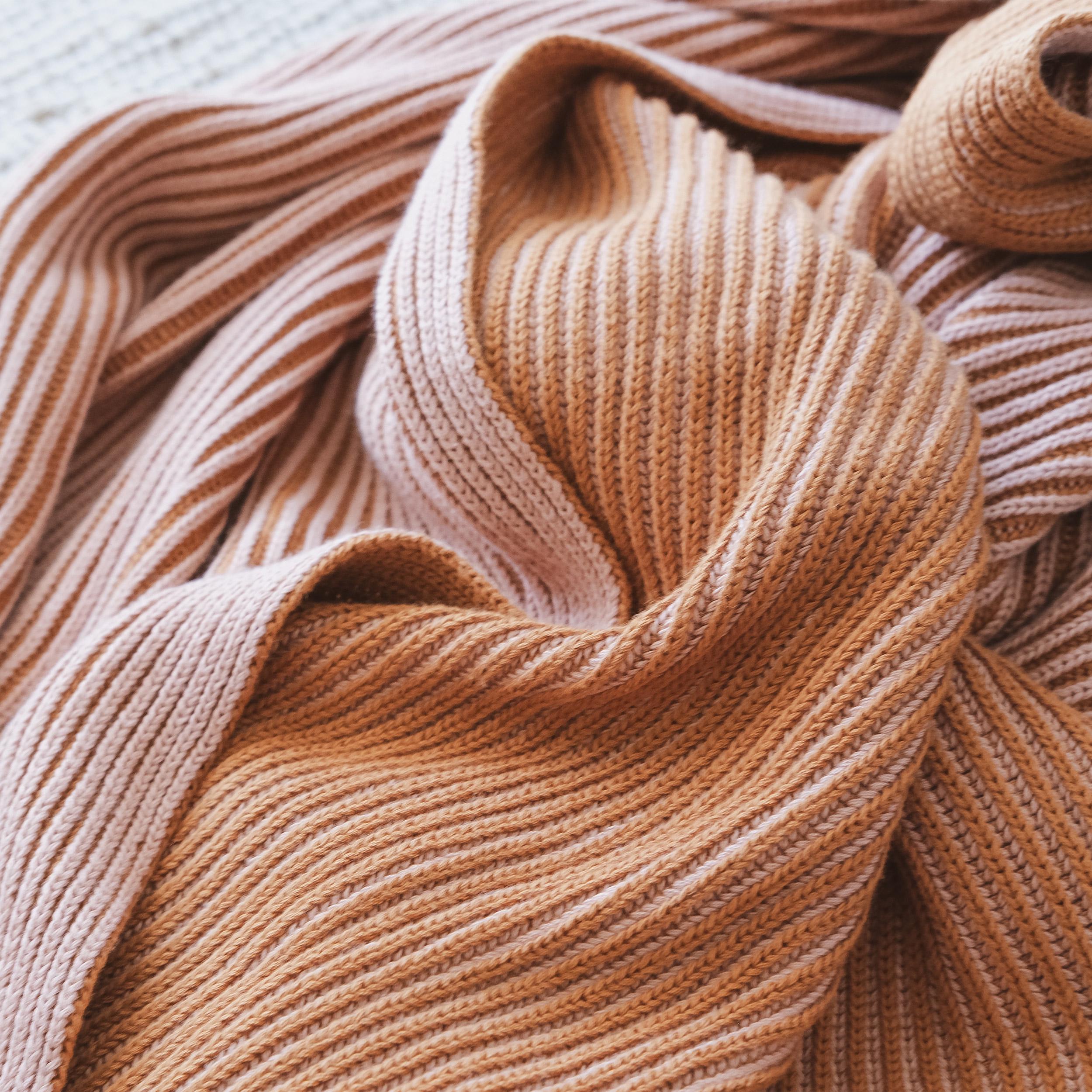 Lumi Living 100% Cotton Two Toned Rib Knit Throw Blanket (50x60)
