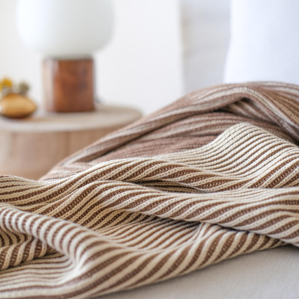 Lumi Living 100% Cotton Two Toned Rib Knit Throw Blanket (50x60)