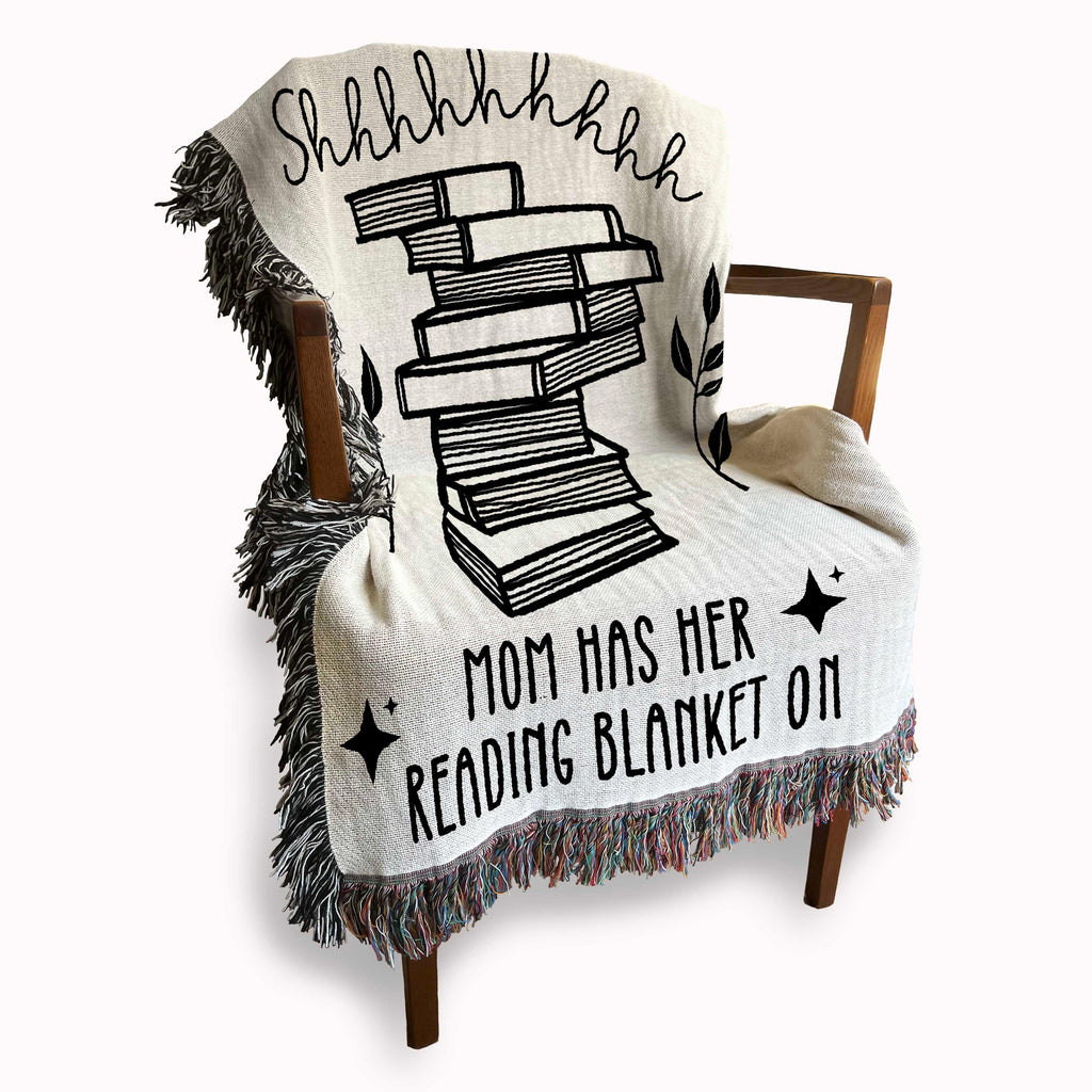 Bookish Blanket, Custom Mother's Day Gift Book Lovers Woven Blanket, Cozy Gift Idea for Mom Bookworm Throw Reading Nook Decor Book Club