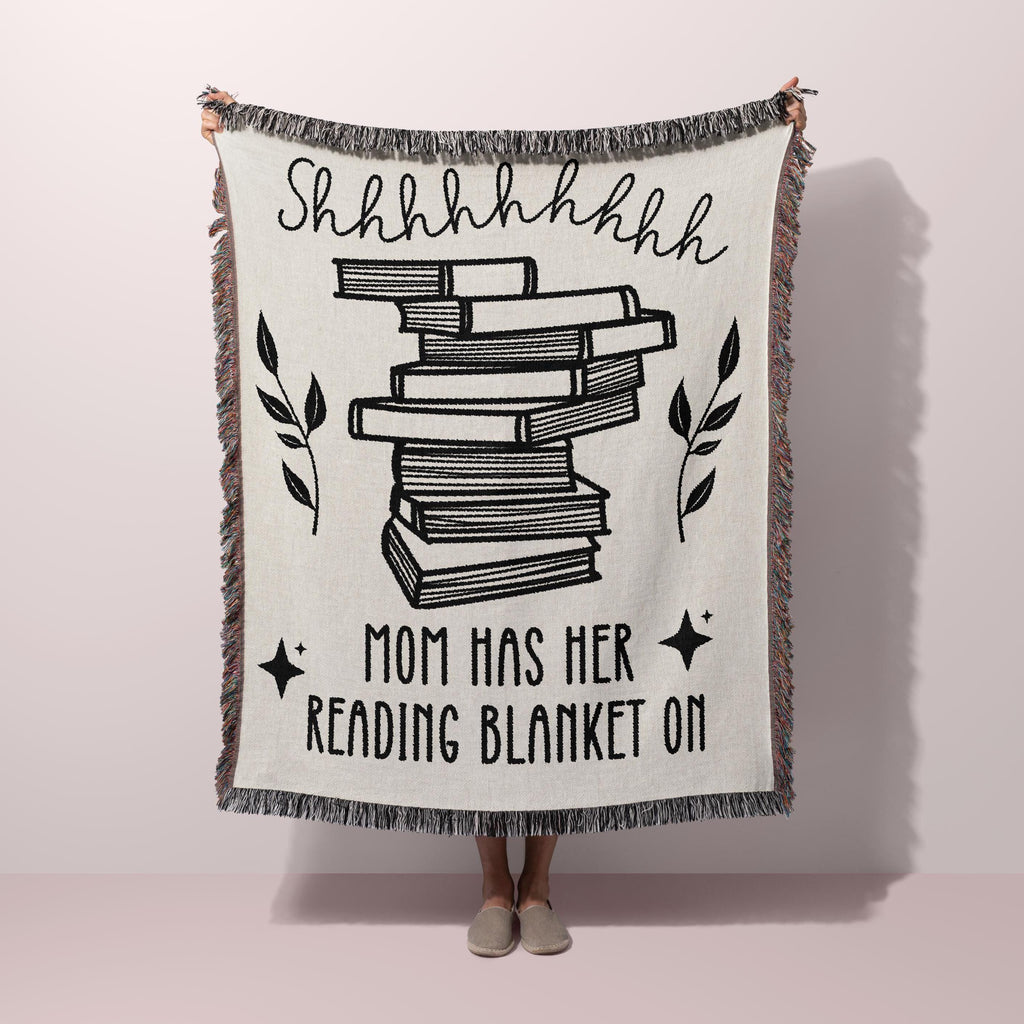 Bookish Blanket, Custom Mother's Day Gift Book Lovers Woven Blanket, Cozy Gift Idea for Mom Bookworm Throw Reading Nook Decor Book Club