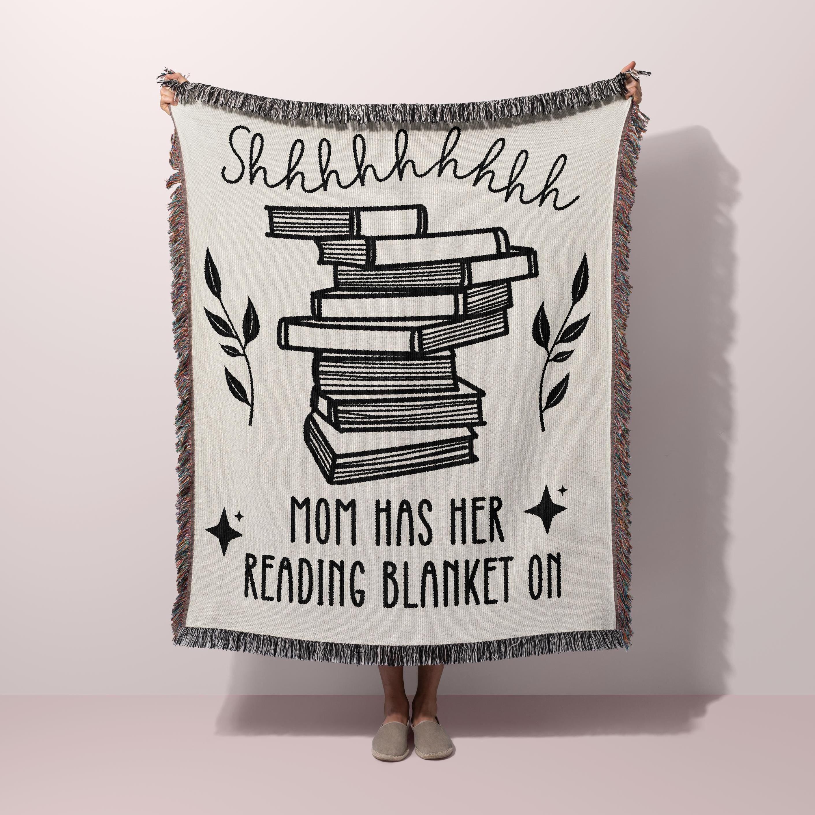Bookish Blanket, Custom Mother's Day Gift Book Lovers Woven Blanket, Cozy Gift Idea for Mom Bookworm Throw Reading Nook Decor Book Club