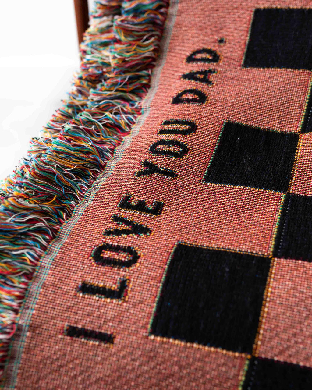 Gift for Dad Blanket: Fathers Day Present from Kids, Checkered Woven Throw, Unique Thoughtful Birthday, Personalized, Grandpa Grandparent